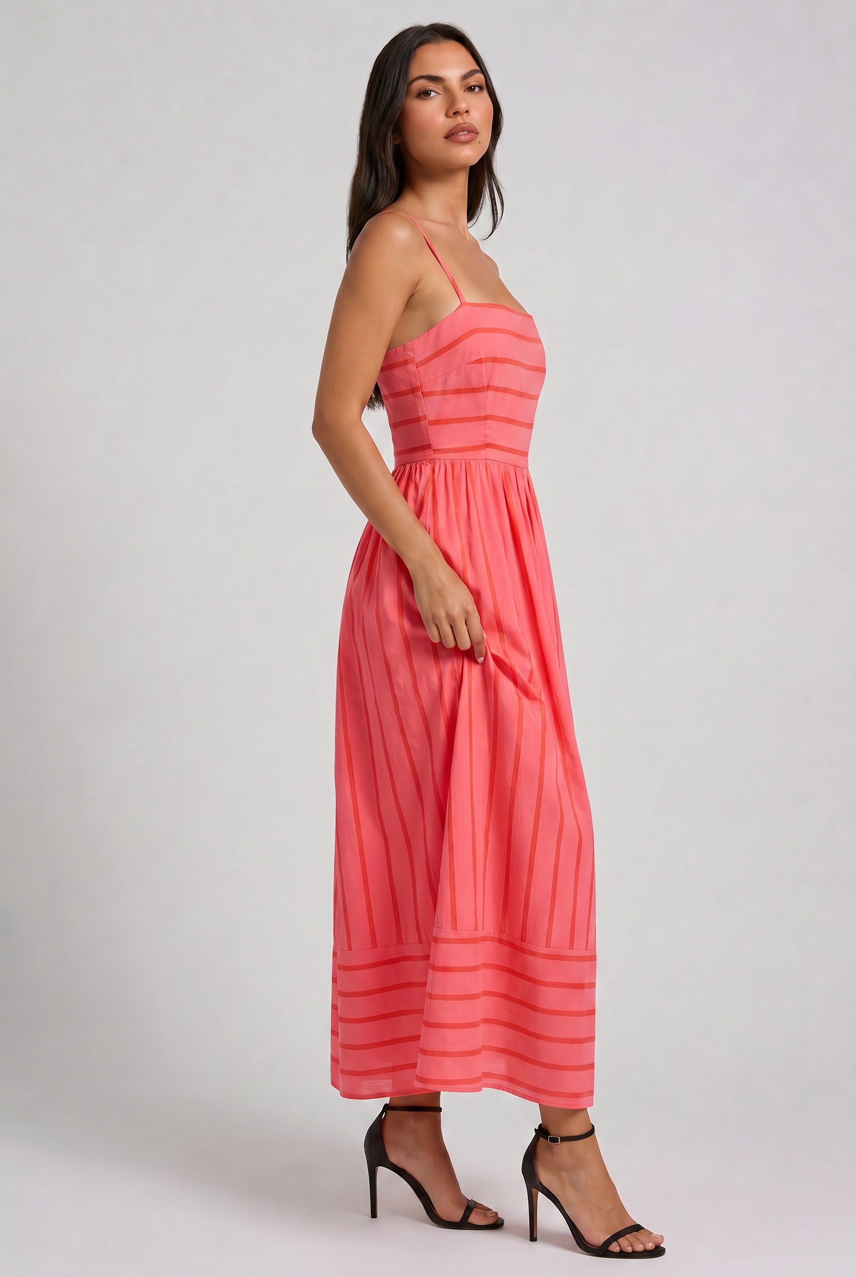 Women's Pink Floral V-Neck Cocktail Midi Dress for Summer – Everlaya