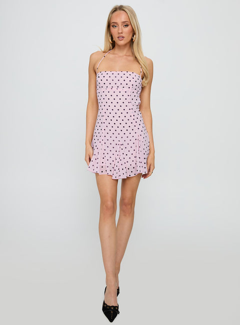 Women's Polka Dot Flowy Mini Dress for Wedding Guest