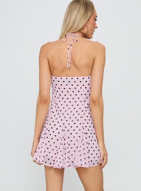 Women's Polka Dot Flowy Mini Dress for Wedding Guest