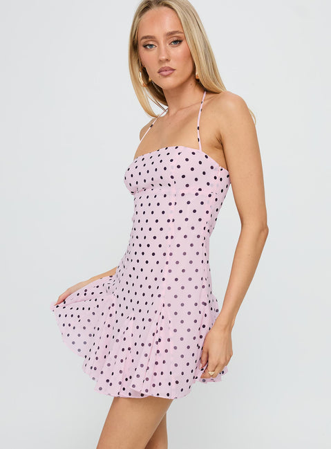 Women's Polka Dot Flowy Mini Dress for Wedding Guest