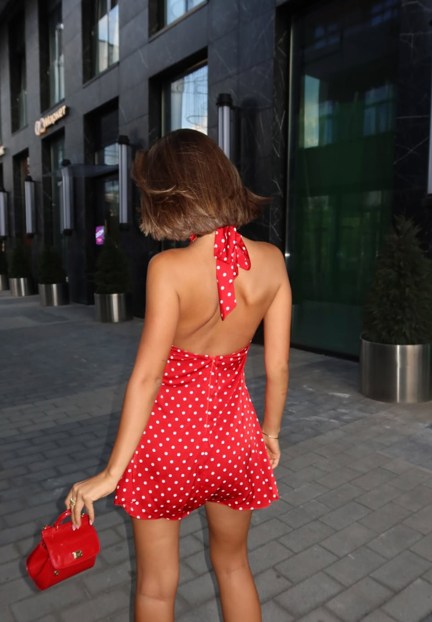Women's Polka Dot Halter Summer Mini Dress