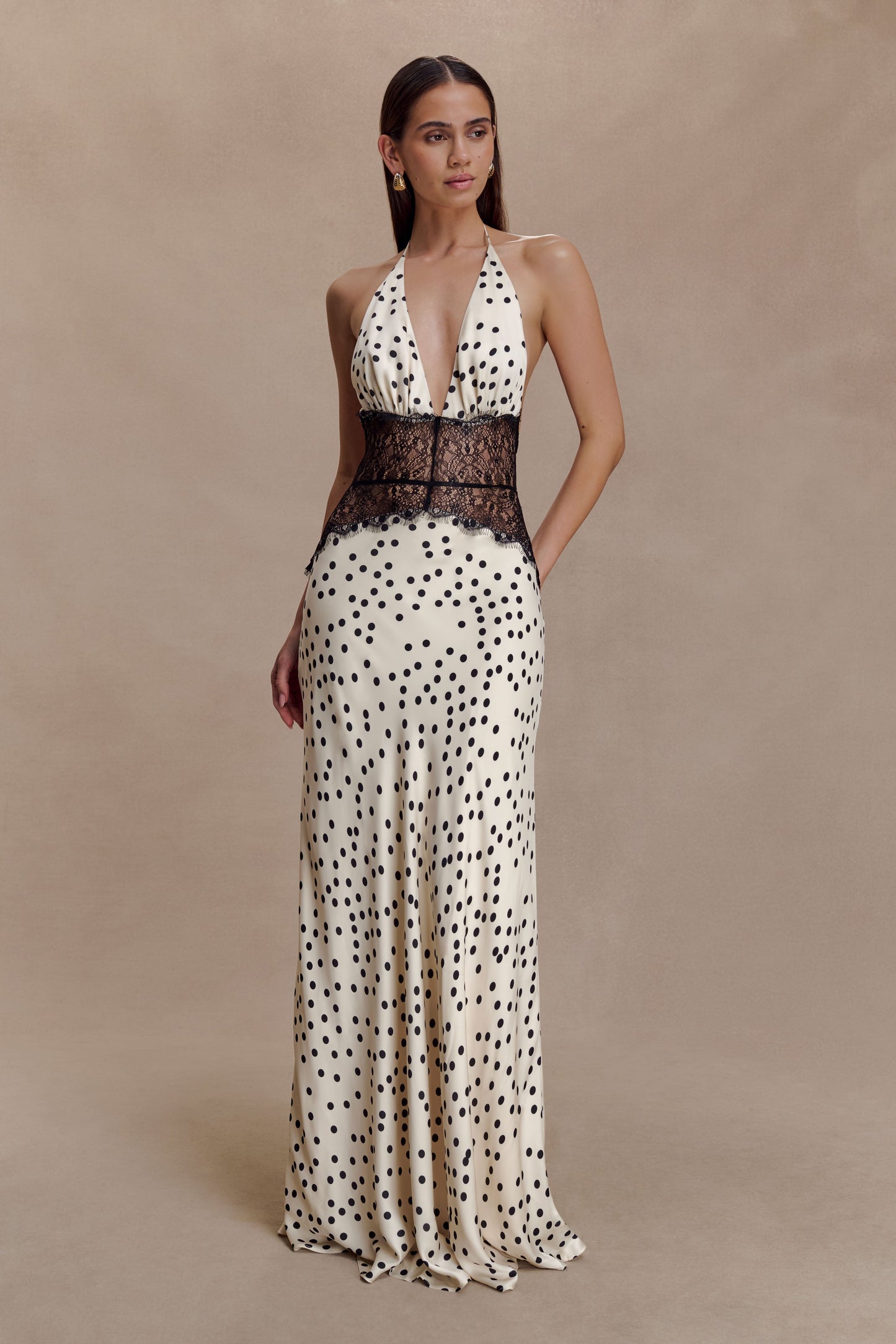Women's Polka Dot V-Neck Wedding Guest Summer Maxi Dress