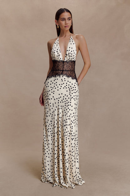Women's Polka Dot V-Neck Wedding Guest Summer Maxi Dress