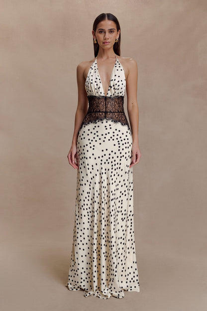 Women's Polka Dot V-Neck Wedding Guest Summer Maxi Dress