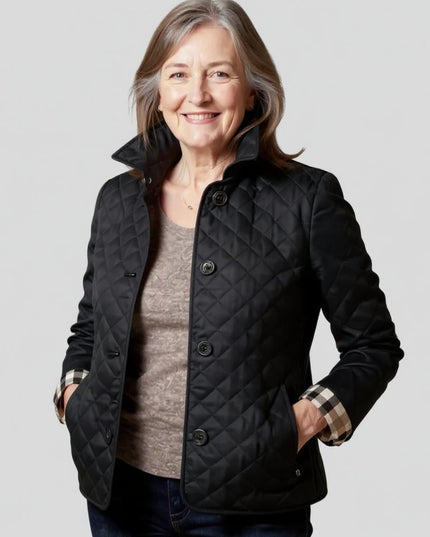Women's Quilted Winter Jacket, Lapel Collar Relaxed Fit
