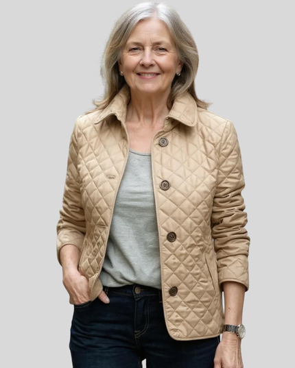Women's Quilted Winter Jacket, Lapel Collar Relaxed Fit