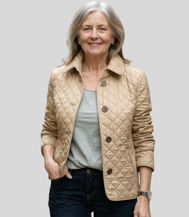 Women's Quilted Winter Jacket, Lapel Collar Relaxed Fit