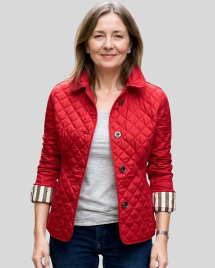 Women's Quilted Winter Jacket, Lapel Collar Relaxed Fit