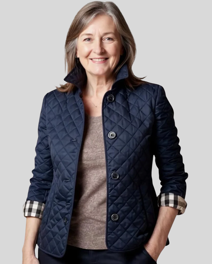 Women's Quilted Winter Jacket, Lapel Collar Relaxed Fit