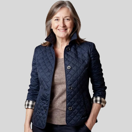 Women's Quilted Winter Jacket, Lapel Collar Relaxed Fit