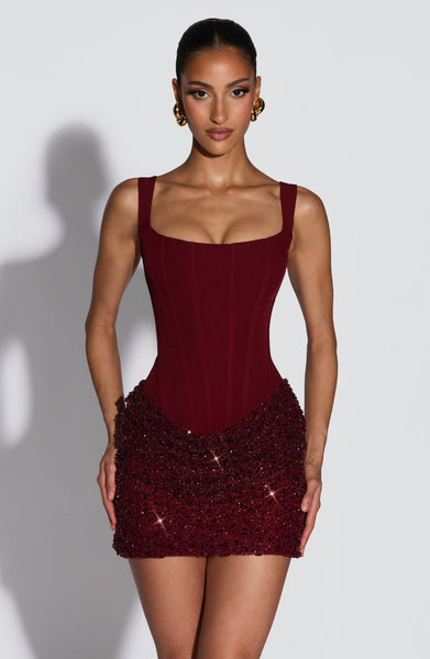 Women's Red Corset Bodycon Cocktail Mini Dress – Everlaya