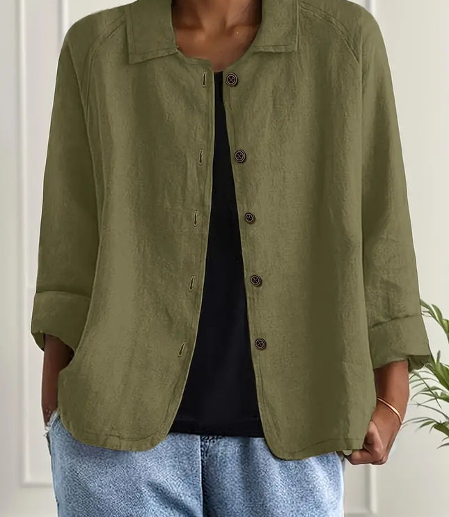 Women's Relaxed Open Front Transitional Cotton Top