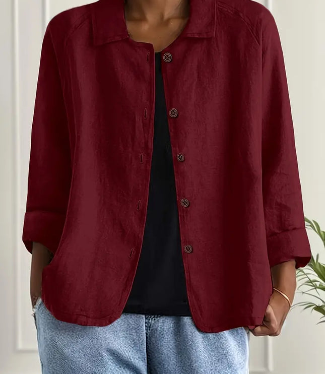 Women's Relaxed Open Front Transitional Cotton Top