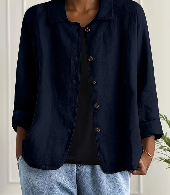 Women's Relaxed Open Front Transitional Cotton Top