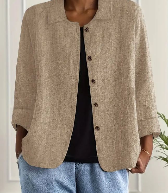 Women's Relaxed Open Front Transitional Cotton Top