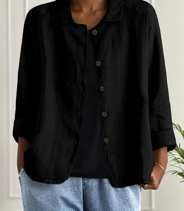 Women's Relaxed Open Front Transitional Cotton Top
