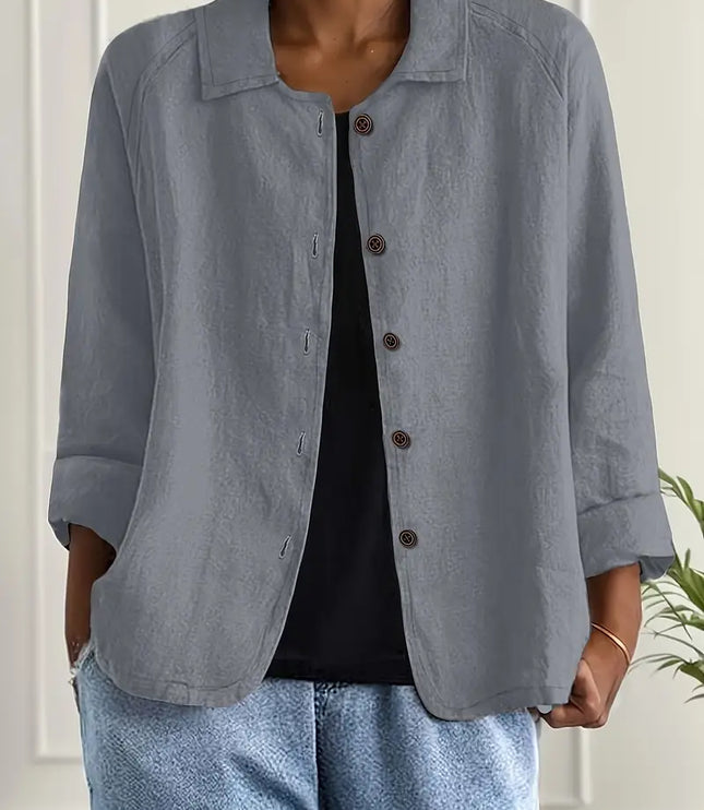 Women's Relaxed Open Front Transitional Cotton Top