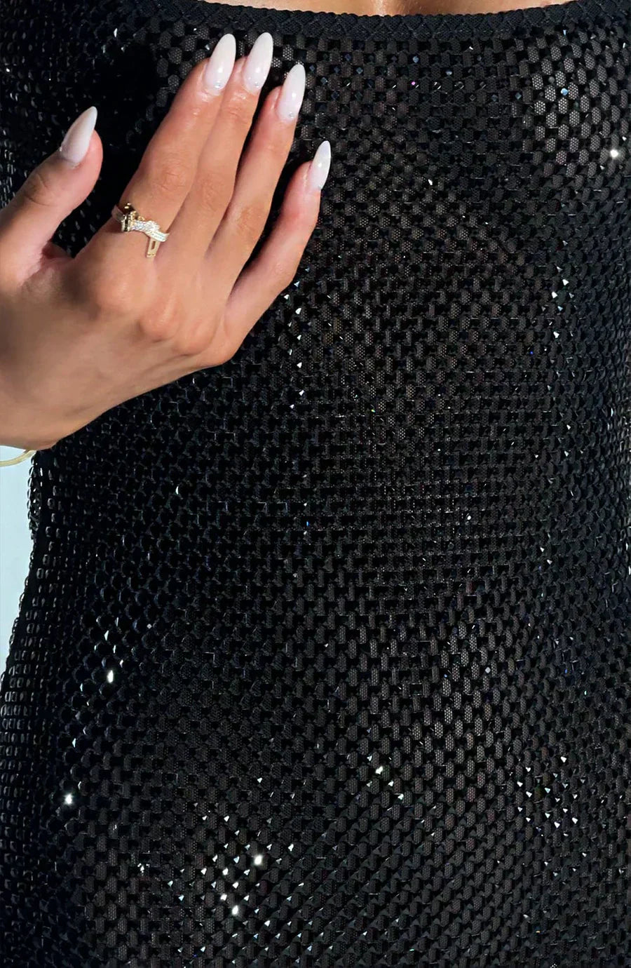 Women's Rhinestone Square Neck Cocktail Party Mini Dress