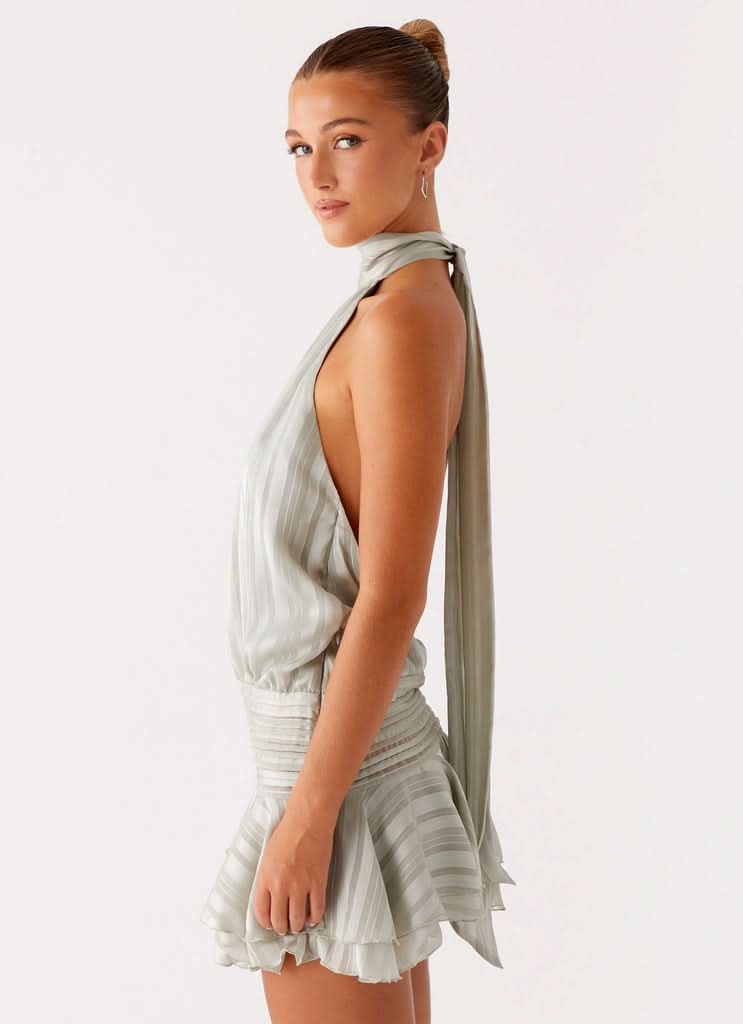 Women's Ruched Bodycon Halter Mini Summer Dress