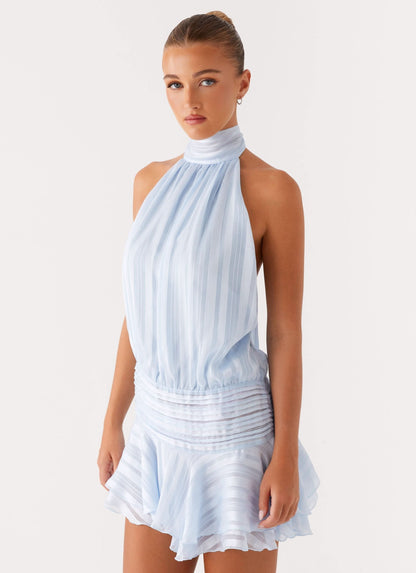 Women's Ruched Bodycon Halter Mini Summer Dress