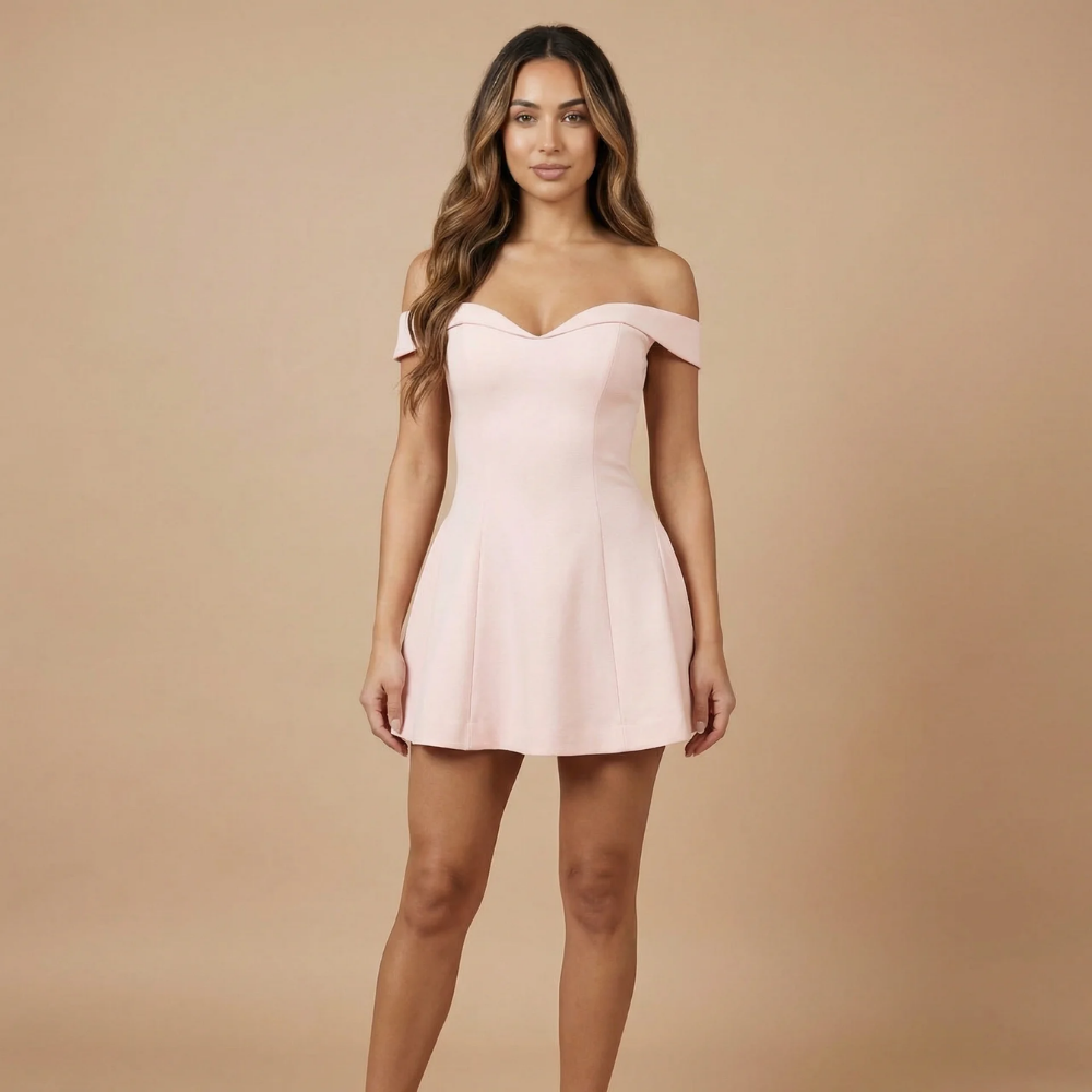 Women's Ruched Off Shoulder Mini Cocktail Party Dress