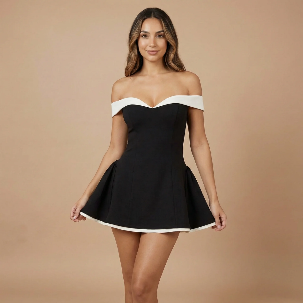 Women's Ruched Off Shoulder Mini Cocktail Party Dress