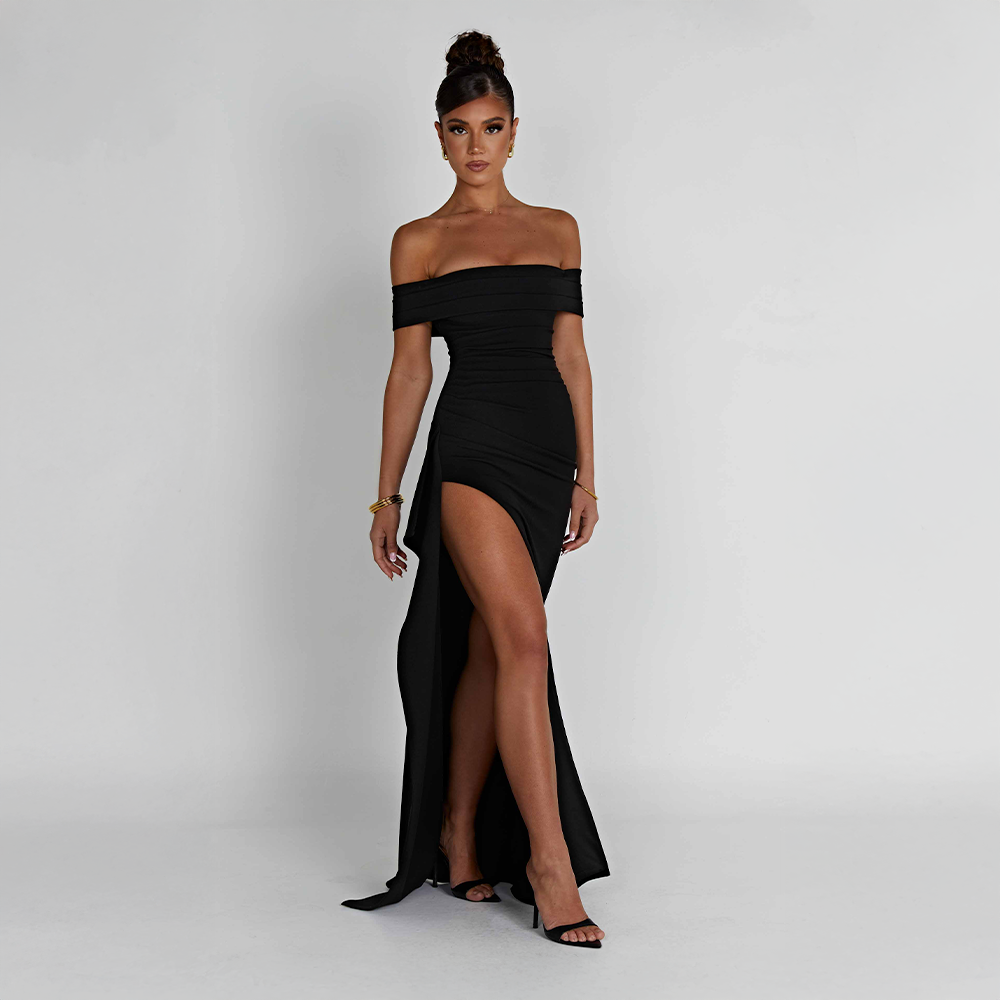 Women's Ruched Sculpted Bodycon Maxi Cocktail Dress