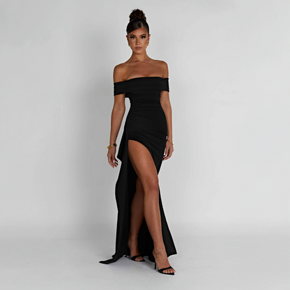 Women's Ruched Sculpted Bodycon Maxi Cocktail Dress