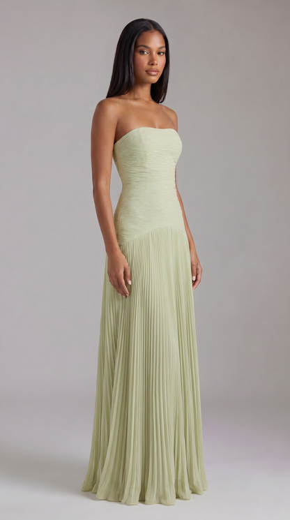 Women's Sage Green Satin V-Neck Wedding Guest Maxi Dress
