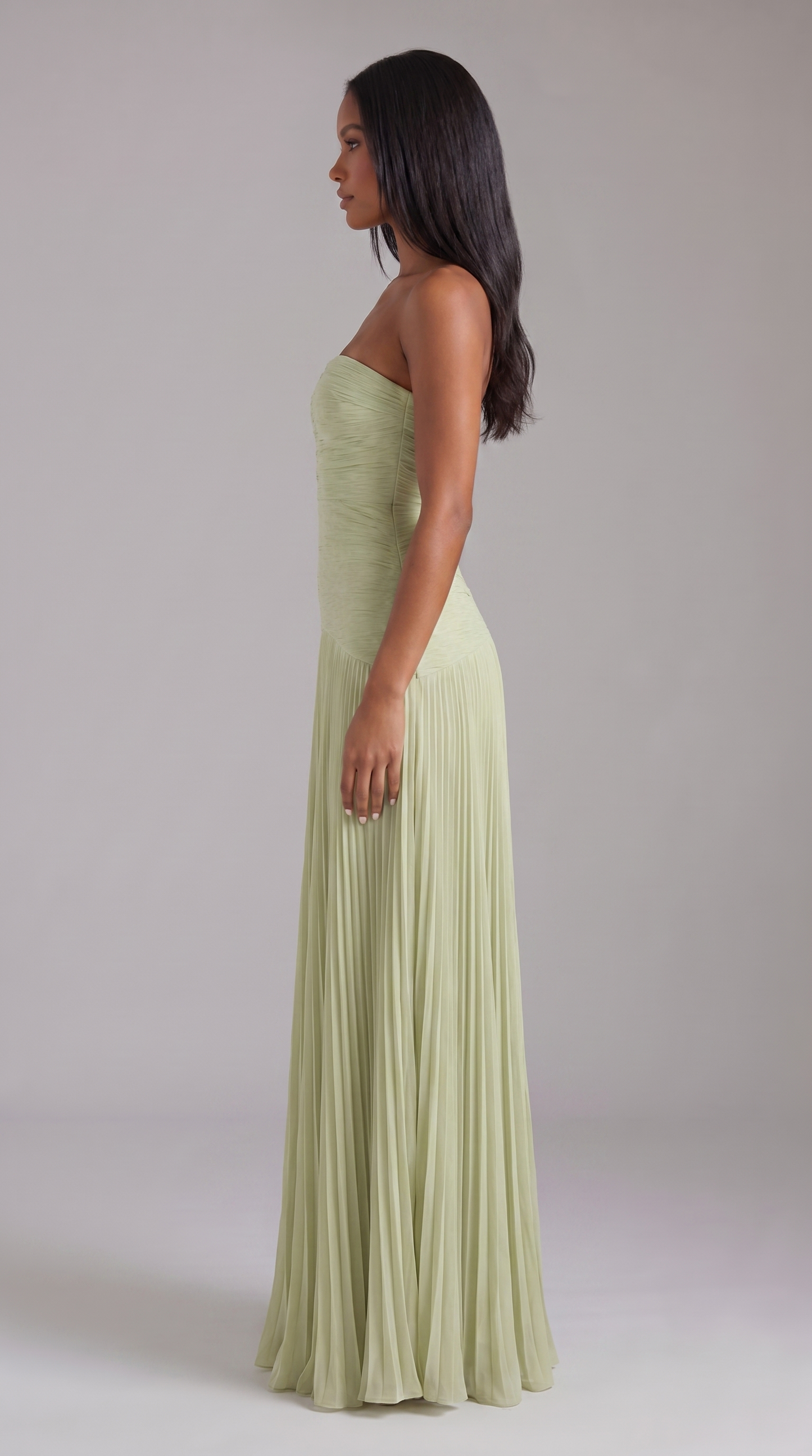 Women's Sage Green Satin V-Neck Wedding Guest Maxi Dress