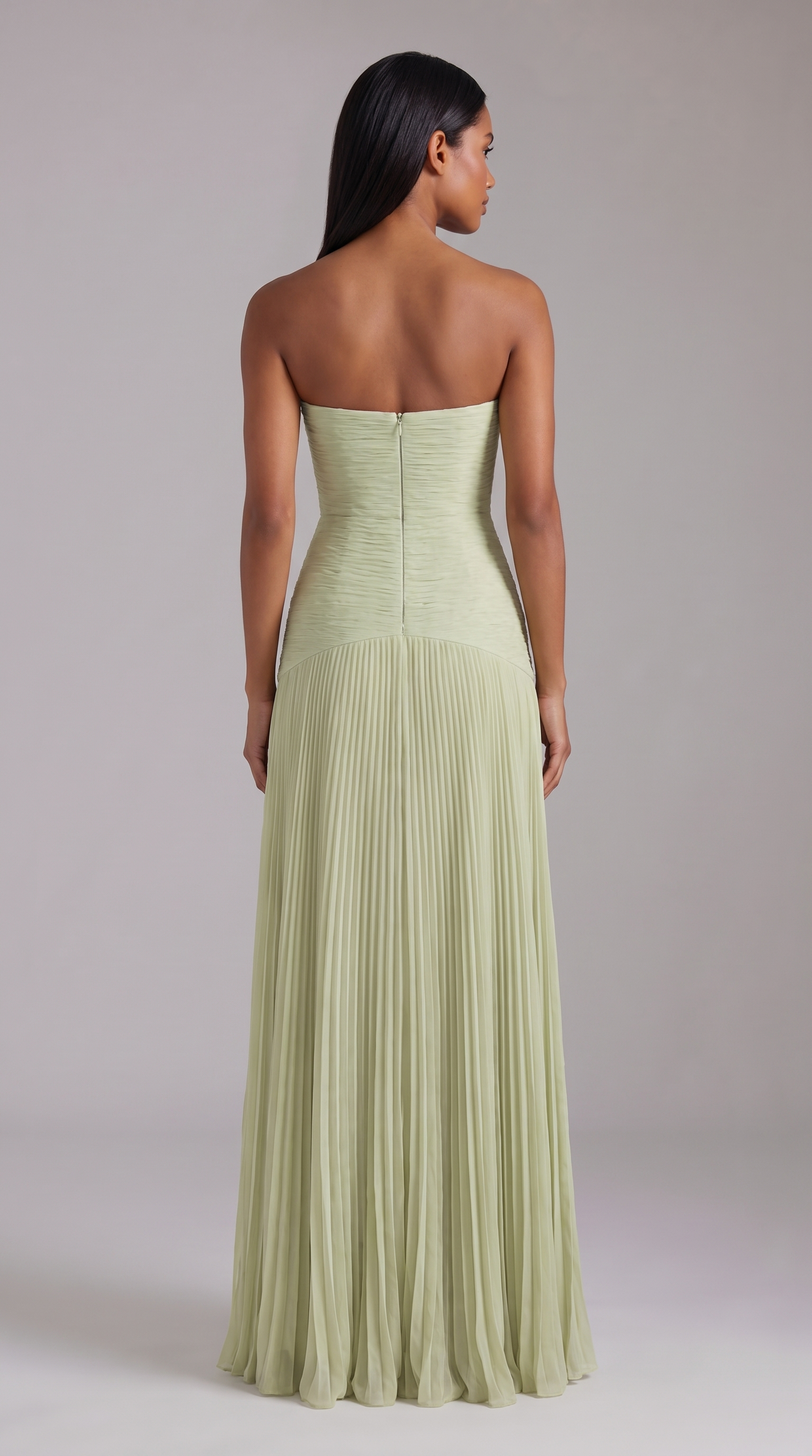 Women's Sage Green Satin V-Neck Wedding Guest Maxi Dress