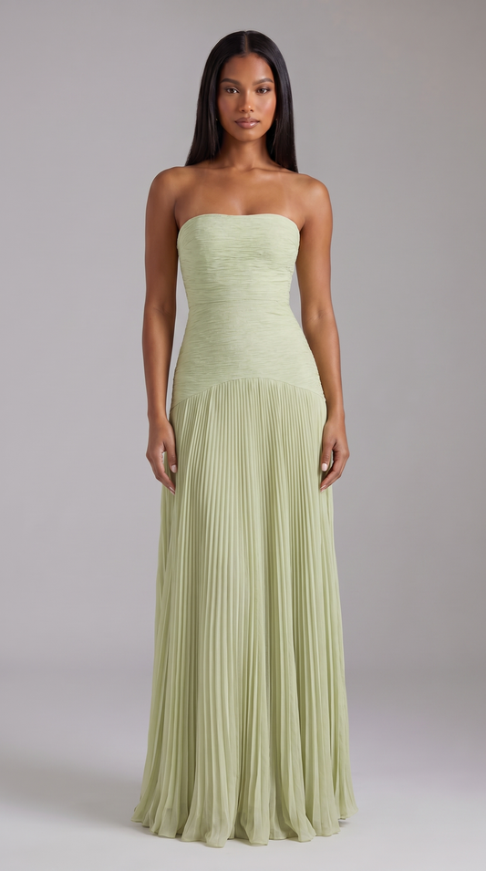 Women's Sage Green Satin V-Neck Wedding Guest Maxi Dress