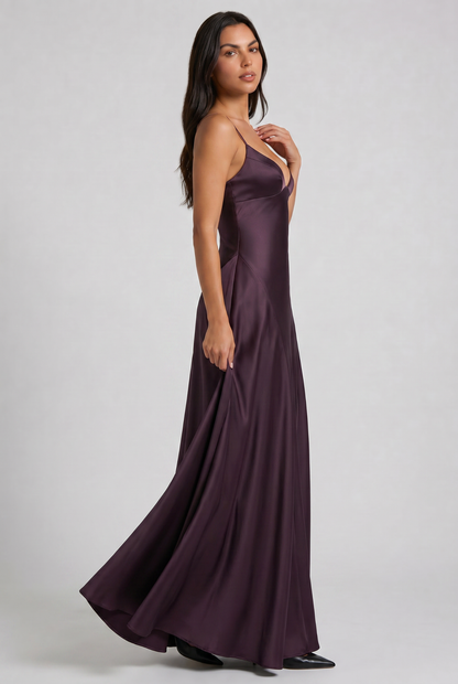 Women's Satin Halter Cocktail Maxi Dress for Summer Evenings