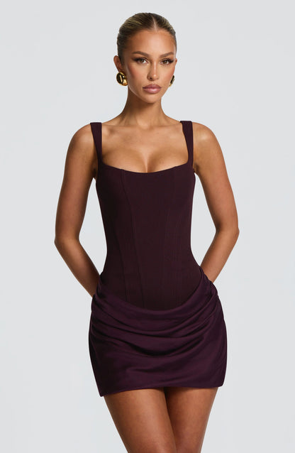 Women's Satin-Look Ruched Cocktail Mini Party Dress