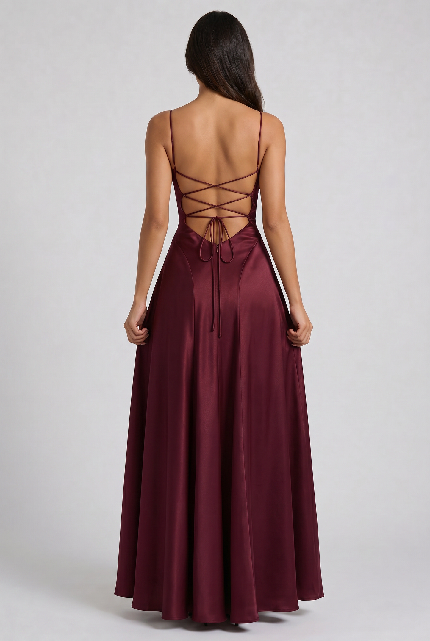 Women's Satin Ruched Evening Party Maxi Dress for Summer