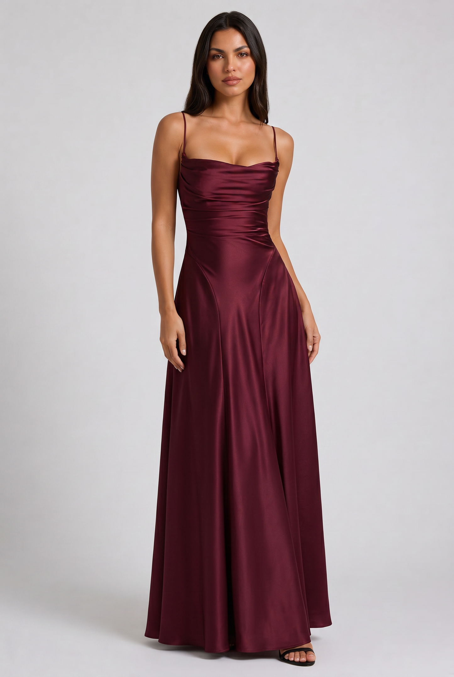 Women's Satin Ruched Evening Party Maxi Dress for Summer