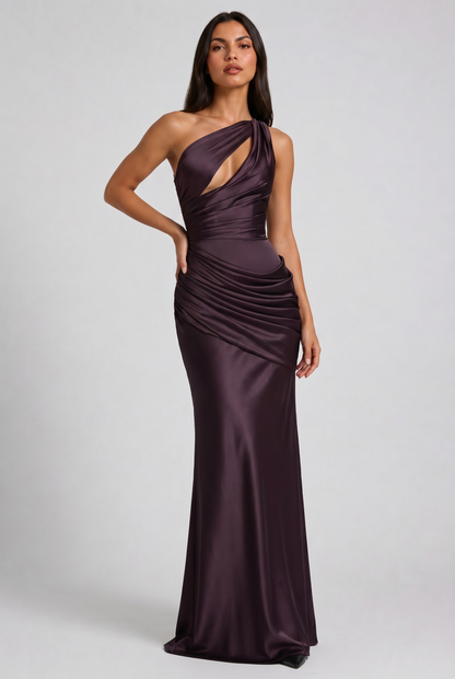Women's Satin V-Neck Evening Party Maxi Dress for Summer