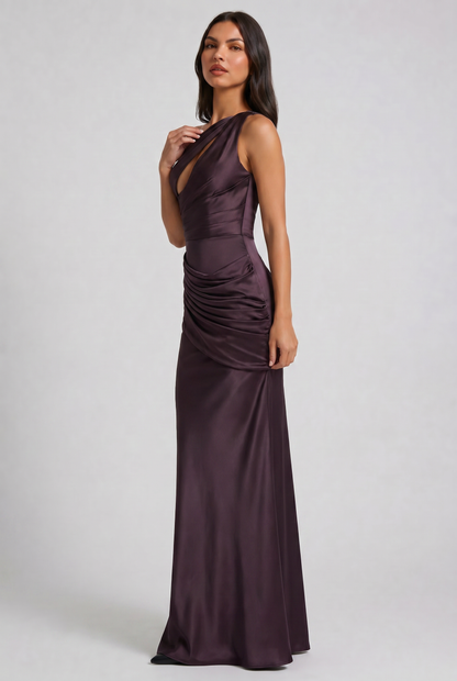Women's Satin V-Neck Evening Party Maxi Dress for Summer