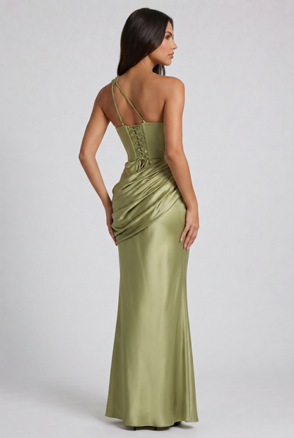 Women's Satin V-Neck Evening Party Maxi Dress for Summer