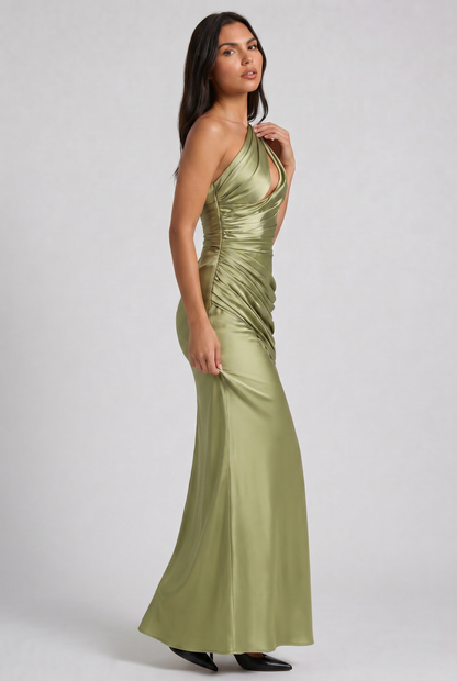 Women's Satin V-Neck Evening Party Maxi Dress for Summer