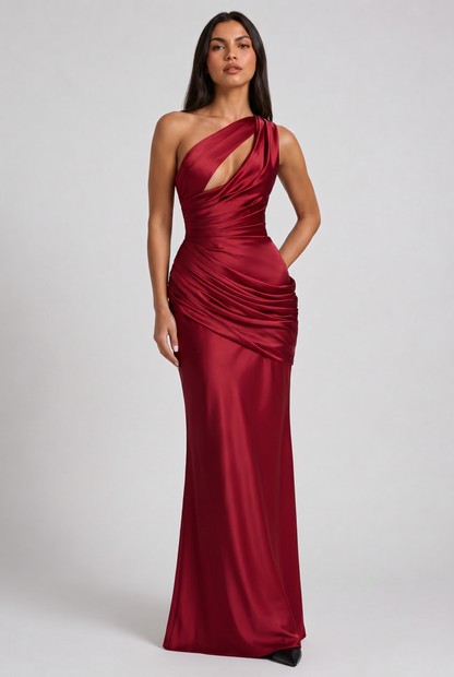 Women's Satin V-Neck Evening Party Maxi Dress for Summer