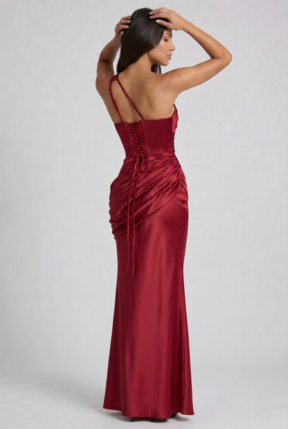 Women's Satin V-Neck Evening Party Maxi Dress for Summer