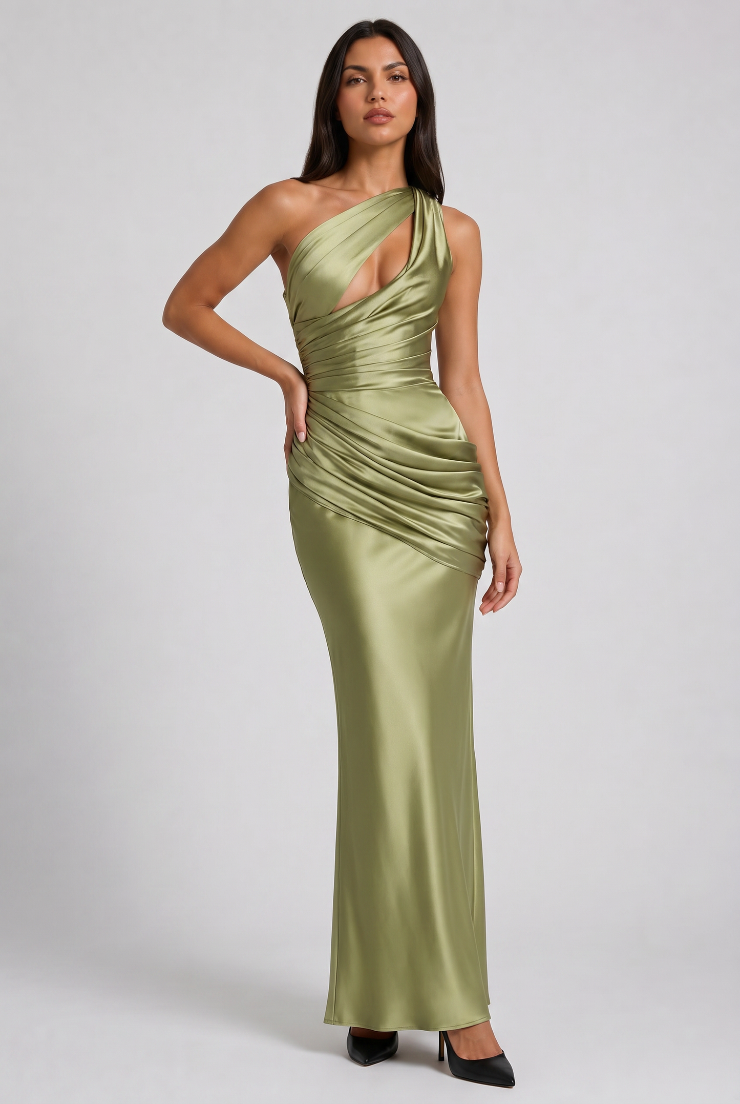 Women's Satin V-Neck Evening Party Maxi Dress for Summer