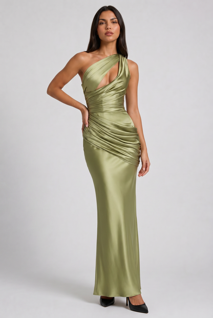 Women's Satin V-Neck Evening Party Maxi Dress for Summer