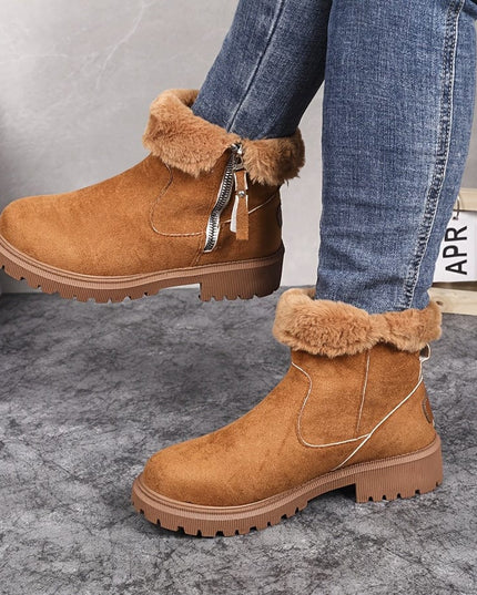 Women's Side Zip Winter Ankle Boots, Faux Fur Lined