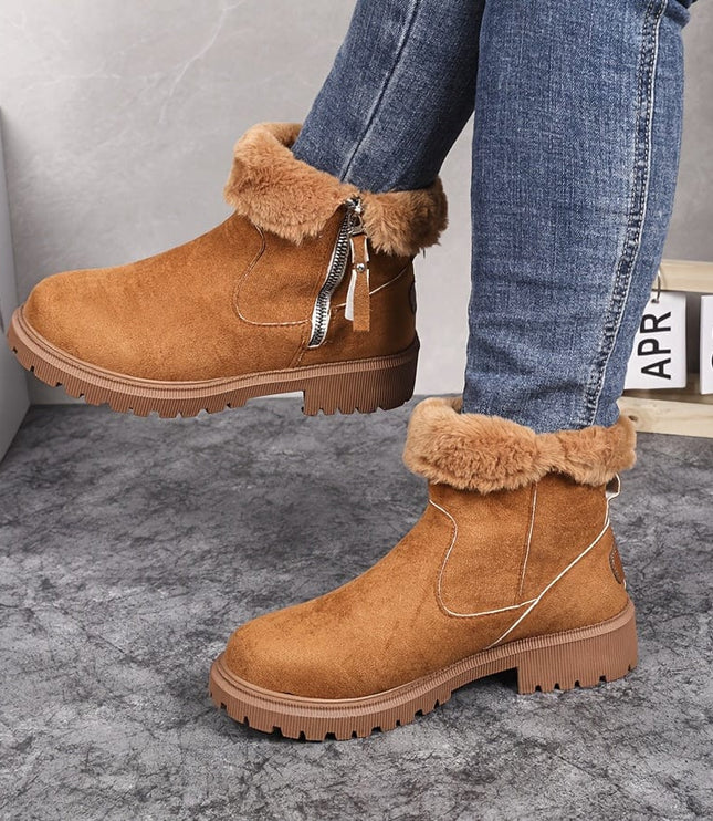 Women's Side Zip Winter Ankle Boots, Faux Fur Lined