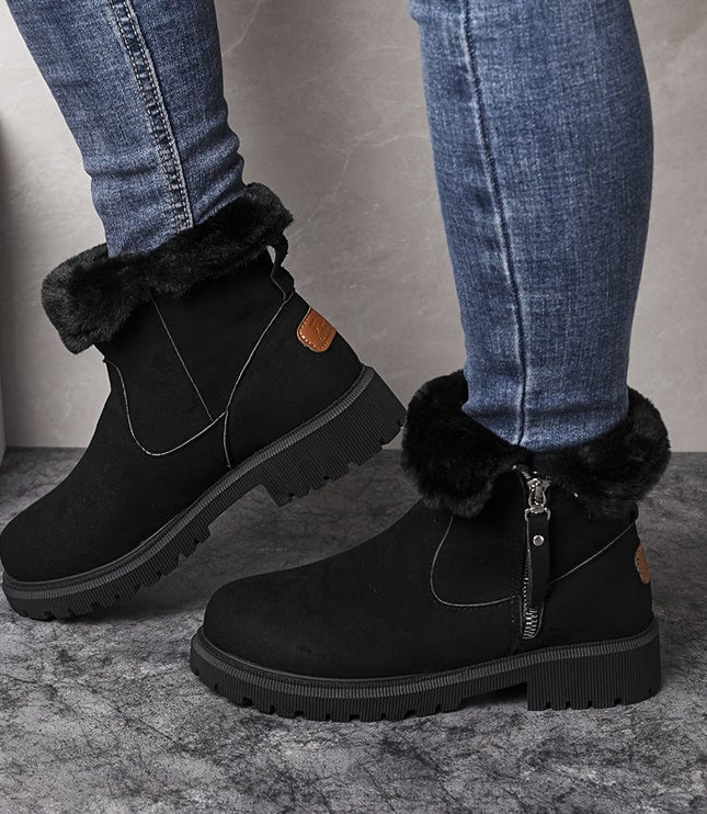 Women's Side Zip Winter Ankle Boots, Faux Fur Lined