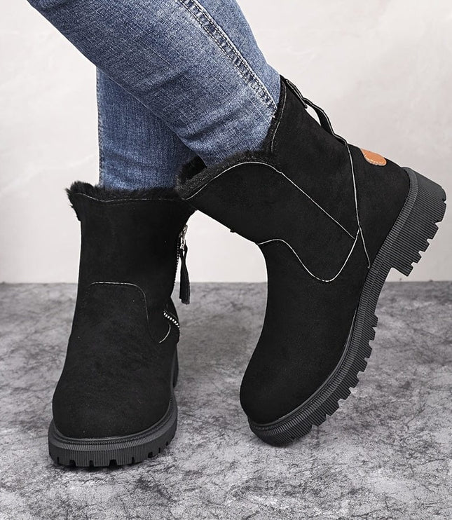 Women's Side Zip Winter Ankle Boots, Faux Fur Lined