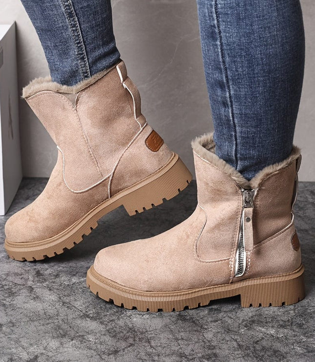 Women's Side Zip Winter Ankle Boots, Faux Fur Lined