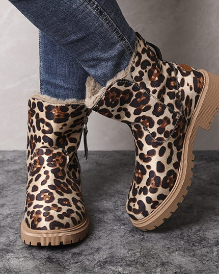 Women's Side Zip Winter Ankle Boots, Faux Fur Lined